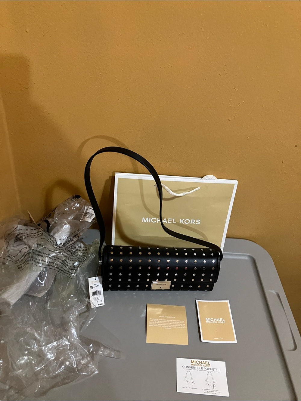 Michael Kors  Ludlow black leather silver stud bag